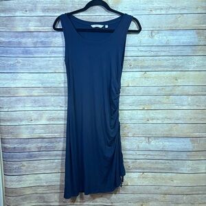 Athleta Dress Navy Ruched Fitted Sleeveless Dress Size XS Petite